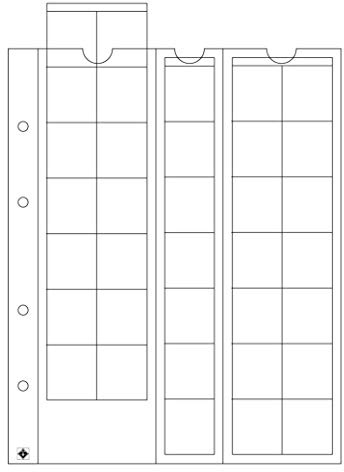 Leuchtturm 306013 Coin Sleeves Optima 27, 35 crystal-clear compartments for coins up to 27 mm in diameter - pack of 5