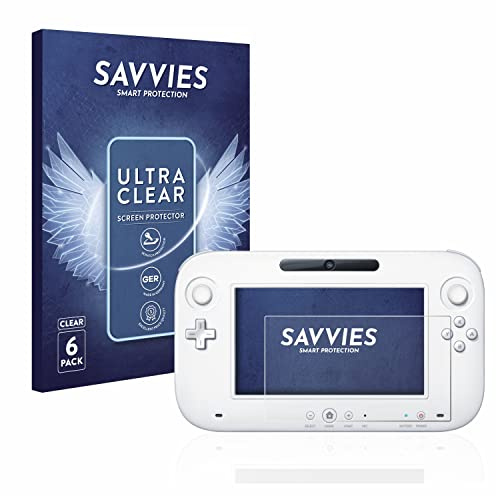 savvies Protection Ecran pour Nintendo Wii U GamePad (Controller) 6 Pièces - Film Protection Ultra Clair