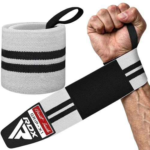 RDX Fasce Polsi Sollevamento Pesi Cinghie Passante Pollice, Approvato da IPL e USPA, Polsini Palestra Supporto Polso Wrist Wraps Polsiera Allenamento, Powerlifting, Bodybuilding, Fitness, Uomo Donna