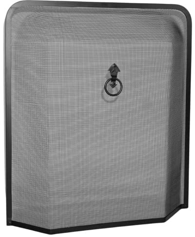 Funkenschutz für den Kamin, rechteckig, 62,2 x 53,3 x 8,9 cm, mit kunstvollen, schwarzen, filigranen Details