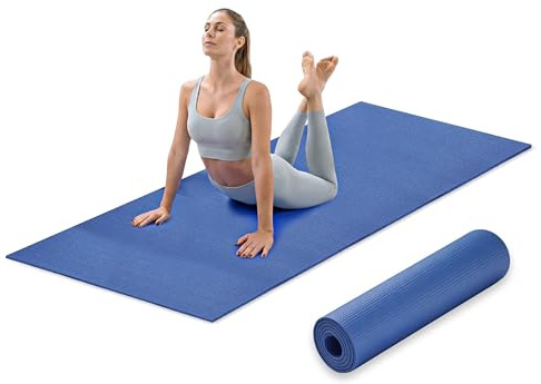 Sunny Health & Fitness Yogamatte, rutschfeste Trainingsmatte für Yoga, Pilates, Stretching, Boden- und Fitnesstraining zu Hause, Blau - NO. 031-B