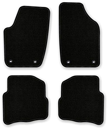 Bär-AfC Auto Fußmatten Basic passend für VW Polo 9N 9N3 2001-2009 BEF oval, Autoteppiche Nadelvlies Schwarz, Rand Kettelung Schwarz, Set 4-teilig, VW04548