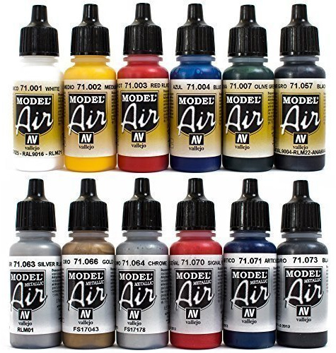 Airbrush färger 12 x 17 ml Vallejo Model Air Basis metallic färgset airbrush färger