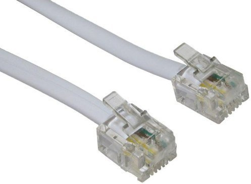 World of Data - Cavo ADSL di prima qualità, lunghezza: da 1 a 30 m, connettori placcati oro, supporta la linea internet ad alta velocità a banda larga, da router o modem a presa telefonica RJ11 o microfiltro, colore: bianco bianco 5 m
