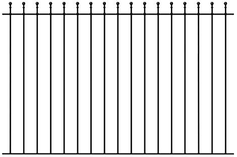 Manor Ball Top Garden Fencing Panel 1830mm (6ft) GAP x 1220mm High wrought iron metal fence railing MA02