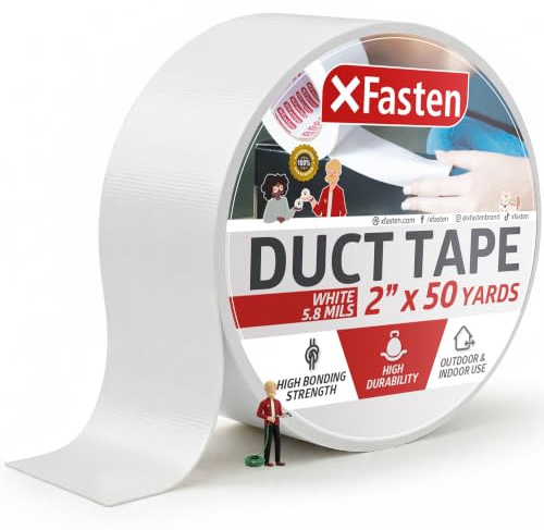 xfasten cinta americana de color blanco, 2 pulgadas x 50 yardas, amarillento resistente y suave