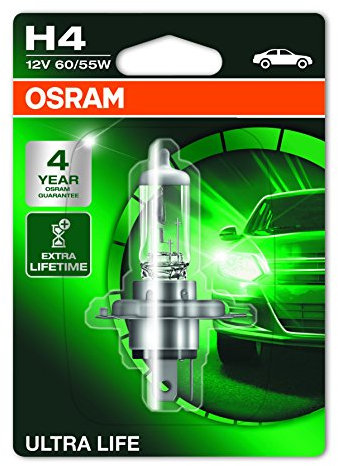 OSRAM H4 Glühlampe Fernscheinwerfer 60/55W 3200K Fernlicht Halogen Birne 64193ULT-01B