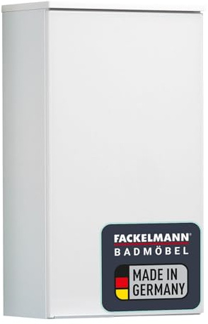 FACKELMANN Hängeschrank KARA / Badschrank mit Soft-Close-System / Maße (B x H x T): ca. 41 x 70 x 23 cm / hochwertiger Schrank fürs Bad / Türanschlag rechts / Korpus: Weiß matt / Front: lackiertes Glas in Weiß