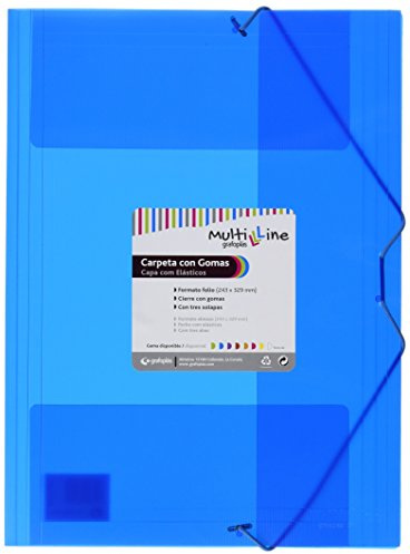 Grafoplas - Pack de 6 Carpetas con Gomas, Azul, Tamaño Folio, Polipropileno, Serie Multiline