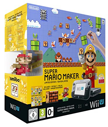 Nintendo Wii U Premium Pack schwarz, 32GB inkl. Super Mario Maker + Artbook + Amiibo
