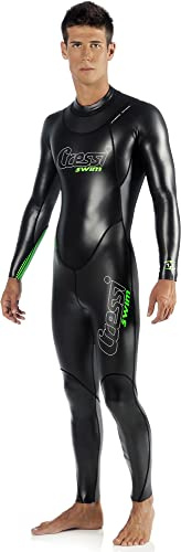 Cressi Triton Man All In One Swim Wetsuit 1.5mm - Neopren 1.5 mm High Density Glide Skin Einteiliger Schwimm-Neoprenanzug, Schwarz/Fluogrün, XL, Herren