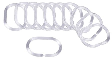 douceur d'Intérieur Interior 6CRD006BC Douceur Anillos de Cortina de Ducha 12 Piezas Transparentes Blanca 4 x 0,4 x 6 cm