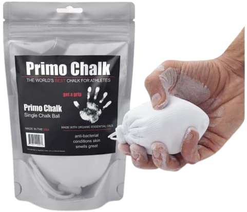 Primo Chalk 3oz. Cotton Pouch Chalk Ball: Loose Chalk for Weightlifting, Rock Climbing, & Gymnastics, Non-Toxic, Made in the USA, Superior Grip