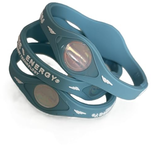 Power Energy© Balance Bands, Silicon Sports Wristband, Hologram Bracelet Wrist Band, Infused with Natural Minerals & Negative Ions (Light Blue, Medium 190mm)