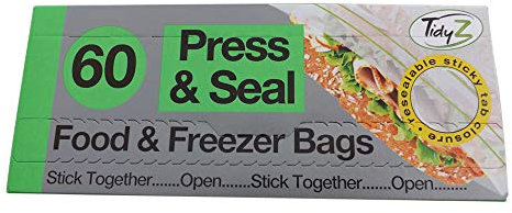 Tidyz Press & Seal Food & Freezer Bags Pack 60