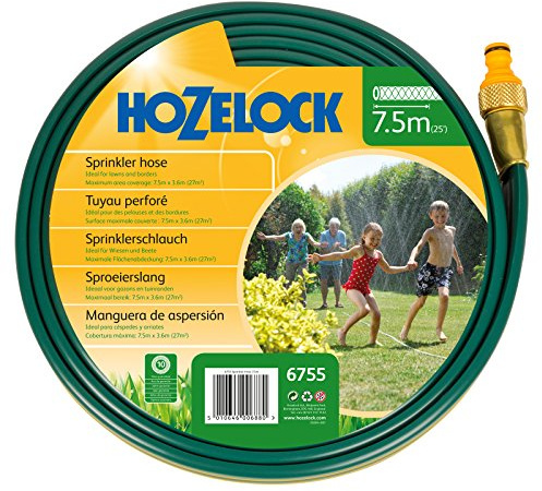 Hozelock 7.5 Metre Flat Garden Water Sprinkler & Soaker Hose Pipe with Connectors