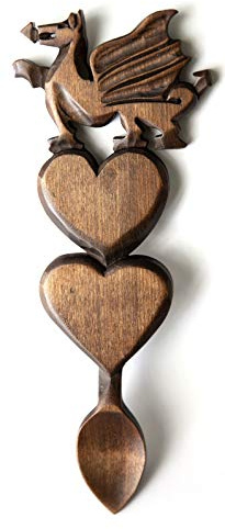 Welsh Dragon Love Spoon - Free Engraving of Names on Welsh Love Spoons