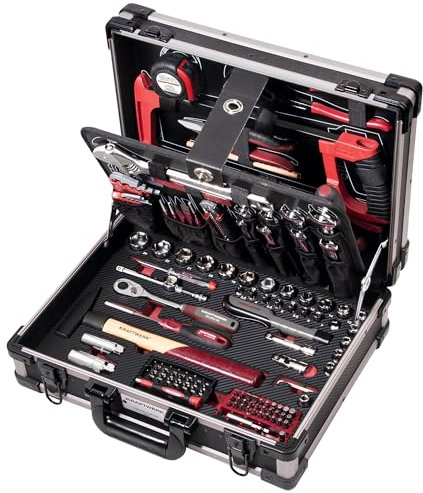 KRAFTWERK Profi Werkzeugkoffer | Werkzeugkoffer Alu 151-tlg. | Werkzeugkoffer bestückt inkl. 1/4 + 3/8 Steckschlüsselsatz & Bit Set | Zündkerzenschlüssel | KRAFTWERK Werkzeug Art. Nr.: 3946
