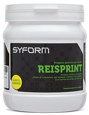 SYFORM REISPRINT, INTEGRATORE ENERGIA E SALI MINERALI per lo Sport e Palestra, Carboidrati, Sali minerali, Vitamina C e E, Taurina ed estratto di Vite Rossa, Elevati sali. (LIMONE, 500 gr.), Vegano