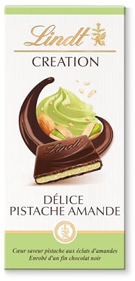 Lindt - Tablette CRÉATION Délice Pistache Eclats D'Amandes - Chocolat Noir, 150g