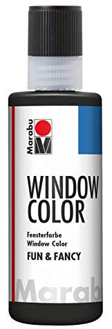 Marabu 04060004173 - Window Color fun & fancy, schwarz 80 ml, Fensterfarbe auf Wasserbasis, ablösbar auf glatten Flächen wie Glas, Spiegel, Fliesen und Folie