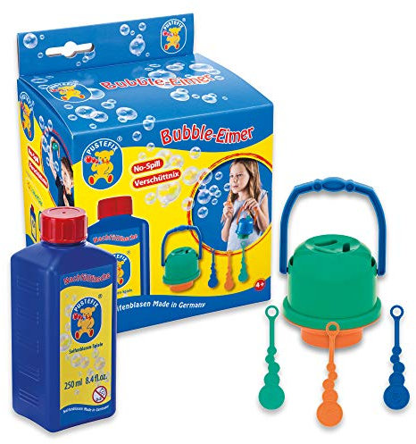 PUSTEFIX Bubble Eimer Verschüttnix I Seifenblasen-Eimer für Kinder I Bunte Bubbles Made in Germany I Seifenblasen Spielzeug für Kindergeburtstag, Hochzeit und Sommerfest I Spaß auch für die Jüngsten