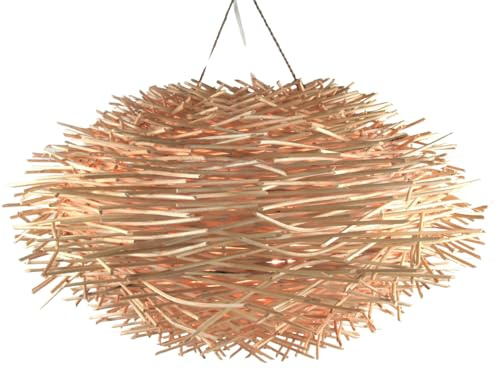 Deckenlampe handgemacht aus Rattan, modern, Bali, Modell Famagusta | Schöne Hutform, geflochtenes Design, zaubert Schattenmuster, natürliche Materialien, ideal für Wohnräume.