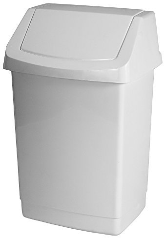Curver 04042-026-65 Abfallbehälter Click-It 22,9x18,9x38,1cm in Weiß, Plastik, 22.9 x 18.9 x 38.1 cm