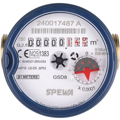SPEWA Water Meter Calibrated 3/4 Inch / QN 1.5 Cold Water / BL 80 mm / Water Clock Calibrated 2024 / Best Measuring Accuracy