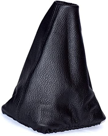 myshopx Soufflet de levier de vitesse en cuir véritable noir.