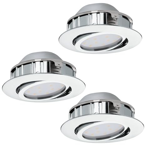 EGLO 3er Set LED Einbaustrahler Pineda, Spots aus Kunststoff