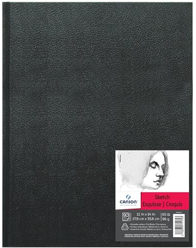 Canson Artist Series Sketchbook, Hardbound Journal, 11x14 inches, 184 Pages (65lb/96g) - Artist Paper for Adults and Students - Graphite, Charcoal, Pencil, Colored Pencil