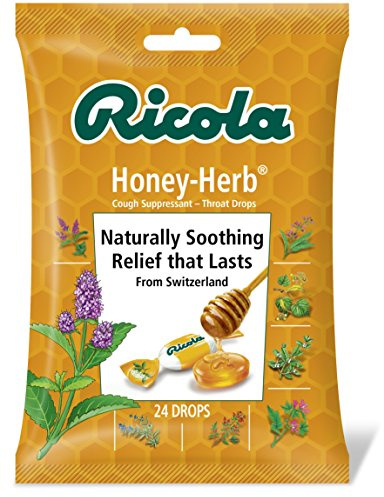 Ricola Cough Suppressant Throat Drops, Honey-Herb, 24 Drops (Pack of 12)