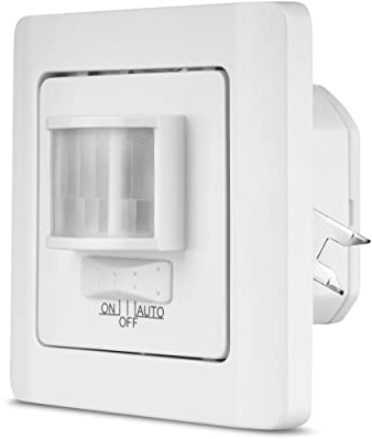 REV Bewegungsmelder, Unterputzmontage 120°/12m, Dämmerungsr. 10 Min. 500W, Weiss