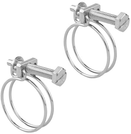 Pisces - 2 Pack Double Wire Hose Clips to fit 38/40mm (1.5in) Pipe Tubing