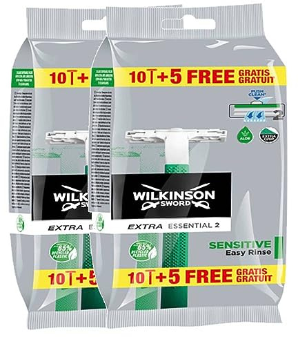 Wilkinson Sword Extra 2 Sensitive Herren Einwegrasierer, 10 + 5 St, 2er Pack