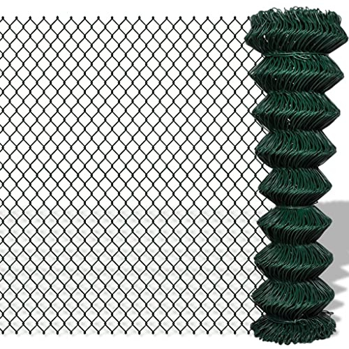 vidaXL Chain Fence 1.5x15m Green Garden Patio Wire Mesh Panel Fencing Barrier