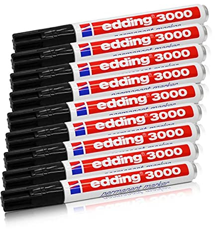 Permanentmarker edding 3000, schwarz, 1,5-3 mm, nachfüllbar, 9er-Pack