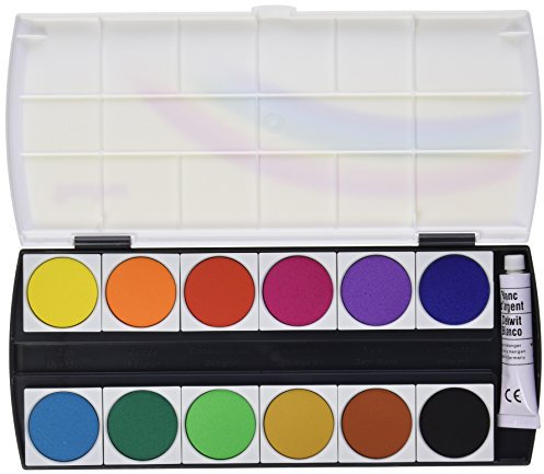 Geha 721217 Deckfarbkasten mit 12 Farben und Deckweiss, 1 Stück, 12er