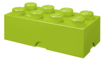Boîte de Rangement LEGO Brique 8 Plots vert jaunâtre - Boîte Empilable avec Couvercle, 12,1 l – Produit LEGO, Rangement Bureau, Chambre, Boîte à Jouets