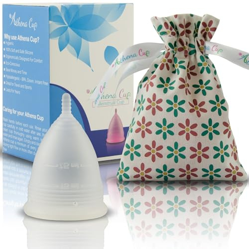 Menstruationstasse Größe 1 (klein) für leichte Blutung |12 Stunden Schutz | wiederverwendbarer Menstruationsbecher | Menstruations Cup (Modell 1, weiss) von ATHENA Cup