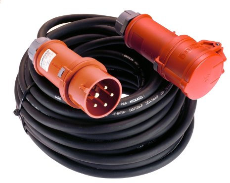 as - Schwabe Starkstrom Verlängerungskabel 50 m H07RN-F 5G2,5 - CEE Phasenwendestecker - 400V/16A/ca. 11kW - 5-polige, robuste CEE Verlängerung für Außenbereich - IP44 - Made in Germany, 61093