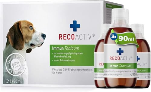RECOACTIV Immun Hund - wirksamer Appetitanreger zur schnellen Stärkung | Bei Schwäche und Mangelerscheinungen, für schlecht fressende Hunde, flüssig, Diät-Ergänzungsfuttermittel 3 x 90 ml