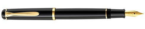 Pelikan 930507 Patronenfüllhalter P200, Feder B, vergoldete Edelstahlfeder, schwarz