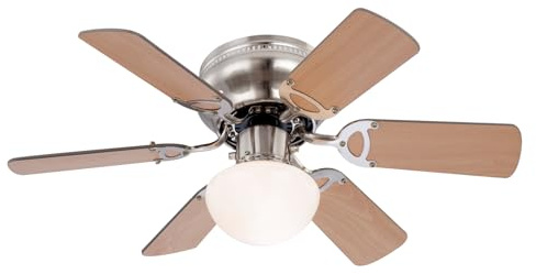 Deckenventilator Deckenlampe Zugschalter Ventilator Rechts Linkslauf, 3 Geschwindigkeitsstufen, Flügel wendbar graphit buche, 1x E27, DxH 76 x 28 cm