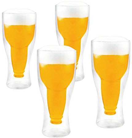 Doppelwandige Thermo Biergläser 4er Set mit 340ml Füllmenge - genießen Sie länger Ihr kühles Bier !!!