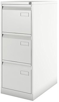 BISLEY Light Hängeregistraturschrank, einbahnig, DIN A4, 3 HR-Schubladen, Metall, 696 Verkehrsweiß, 62.2 x 41.3 x 101.6 cm