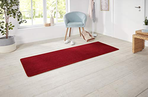 Hanse Home Nasty Läufer – Flauschiger Kurzflor Teppich Einfarbig Unifarben für Esszimmer, Wohnzimmer, Kinderzimmer, Flur, Schlafzimmer, Küche – Uni Rot, 80x300cm