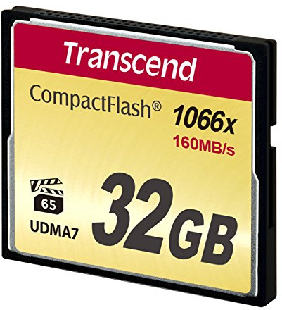 Transcend 32GB CompactFlash 1000 Memory Card, Up to 160/120 MB/s, Supports High-Speed Ultra DMA Transfer Mode 7, Ideal for Ultra-High Resolution Full HD, 3D and 4K UHDTV Video Recording TS32GCF1000