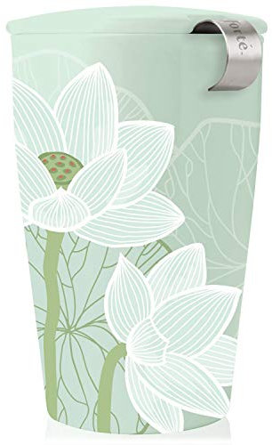 Tea Forte Kati Cup Tazza da infusore da tè in Ceramica con Cestino e Coperchio per Ripiani, Loto